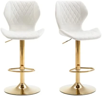 CIMOTA Velvet Bar Stools Set Of 2 Adjustable Height Bar Chairs With Back Modern Swivel Barstools For Kitchen/Home Bar/Dining Room/Office, (23.6 To 31.5 Inch/Gold Base/Navy Blue) - Image 12