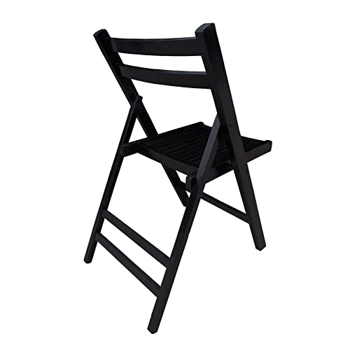 JLBENQIJL Set Of 4 Folding Chairs Poplar Wooden Slatted Seat For Dining Room Kitchen Balcony Wedding Occasion Events, Black - Image 2