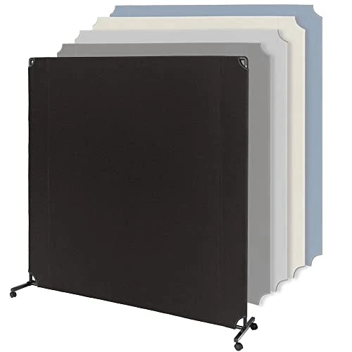 Lainly Rolling Room Divider Wall - Made In North America (6' L X 6' H, Dark Gray) Partition Room Dividers, Temporary Wall, Office Divider, Privacy Screen, Wall Divider & Room Divider Screen