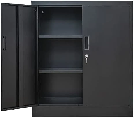 CJF Metal Storage Cabinet With 2 Doors And 2 Locking Drawers, Steel Storage Cabinets For Office/Home 36.2" H X 31.5" W X 15.7" D (Black) - Image 6