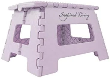 Inspired Living 9" Step Stool, Folding Step Stools For Adults, Plastic Foldable Step Stools Kids, Holds Up To 330 Lbs, Collapsible Folding Stool For Kitchen, Bathroom, Bedroom - Blush Pink - Image 12