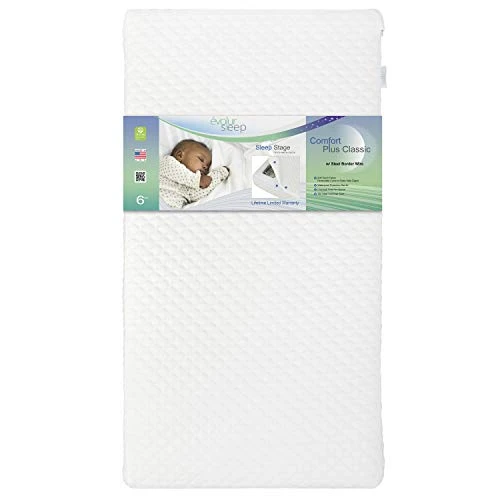 Evolur Comfort Plus Classic 150 Coil Inner Spring Crib & Toddler Mattress I Waterproof I GREENGUARD Gold Certified