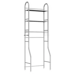 DYNN 3-Tier Stainless Steel Over The Toilet Storage With Paper Rack And Hooks Freestanding Space Saver Toilet Rack For Easy To Assembly