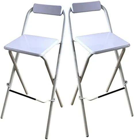 Set Of 2 Folding Counter Height Bar Stool With Backrest, Square Breakfast High Chair With Footrest, Office Kitchen Parties Bar High Chair, Steel Frame Wooden Seat (Color : White, Size : Seat Height - Image 15