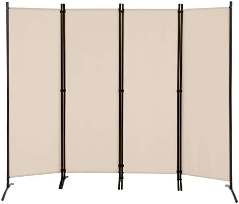 OUTGAVA 4 Panel Portable Room Divider Folding Partition Privacy Screen 5.6 FT Room Separator Freestanding Wall Divider For Office,Bedroom And Study (Beige) - Image 6