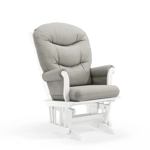 Dutailier Adele 0415 Wooden Glider Chair, White/Light Grey - Image 7