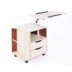WYKDD Rolling Sofa Side Snack Table Portable Laptop Computer Desk Stand With Wheels, Height Adjustable Mobile TV Breakfast Tray Bedside