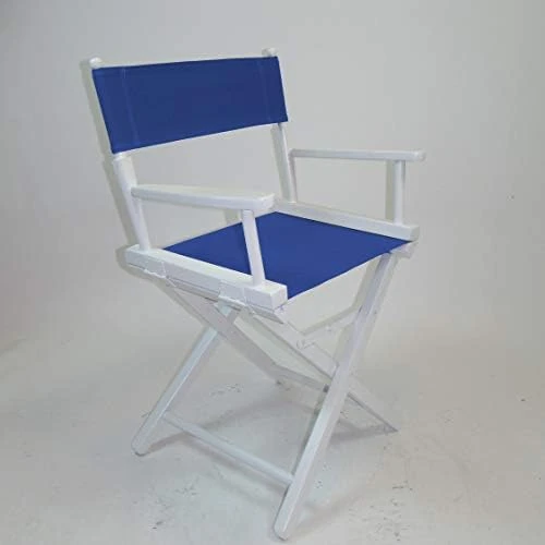 Gold Medal Contemporary 18" Table Height White Frame Directors Chair With Sunbrella Cover Set - Marine Blue - Image 13