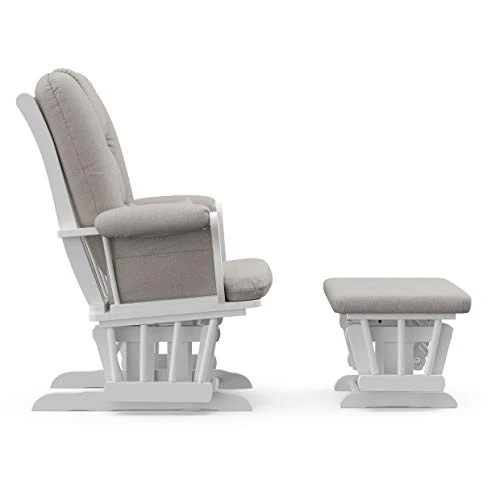 Storkcraft Tuscany Custom Glider And Ottoman With Free Lumbar Pillow, White/Taupe Swirl - Image 3