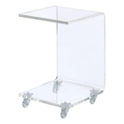 BOWERY HILL Rolling Acrylic Snack Table With Removable Casters In Clear