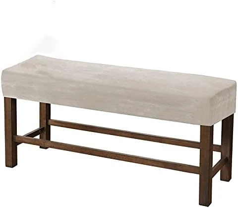 SINKITA Velvet Bench Seat Cushion Slipcovers Workbench Cover, Soft Bench Seat Furniture Protector For Piano Bench Dining Chair Garden Bench Dining Room Bedroom Bench Room-Grey-Large - Image 7
