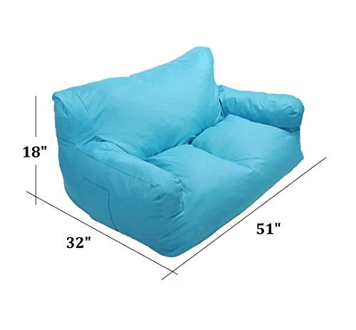 Dporticus Double Mini Lounger Sofa, Bean Bag Chair Self-Rebound Sponge Double Child Seat 51" X 32" X 18" Blue - Image 3
