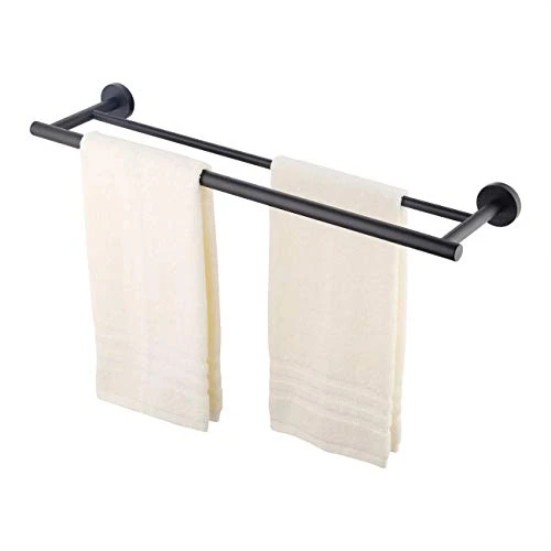 KES 23.6-Inch Double Towel Bar Bathroom Shower Dual Towel Holder Hanger SUS 304 Stainless Steel Wall Mounted Matt Black, A2001S60-BK