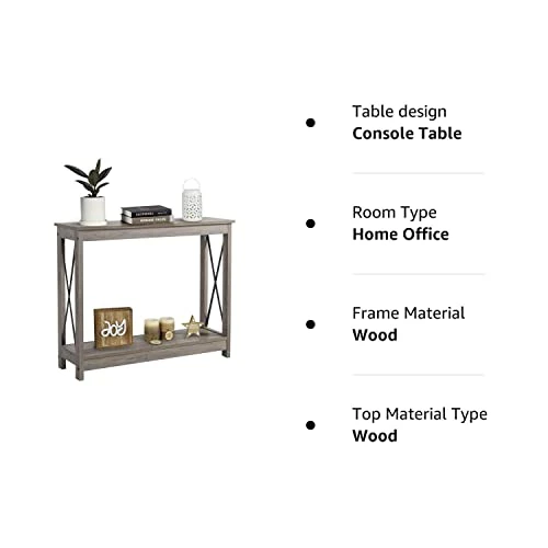 Rustory Farmhouse Console Sofa Table, Rustic 2 Tier X-Design Industrial Hallway/Entryway Table, Accent Side Tables With Storage Shelf For Living Room Bedroom (Washed Oak) - Image 6