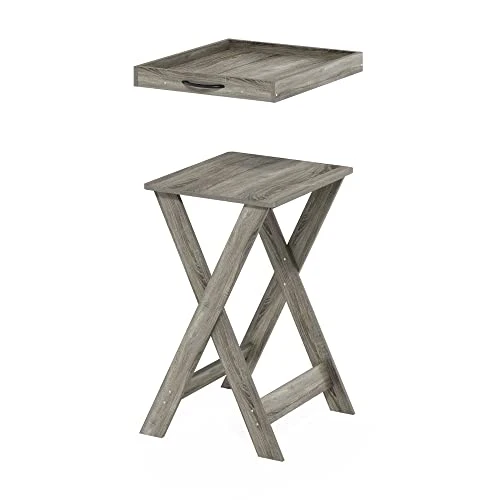 Furinno Classic Tray Table With Removable Tray, French Oak - Image 3