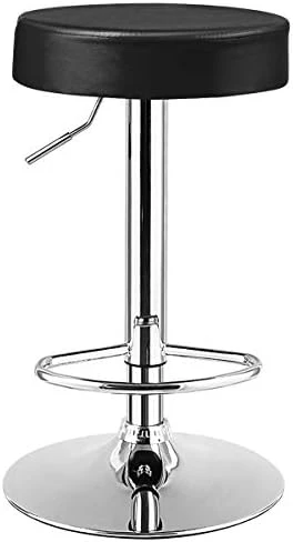 COSTWAY Bar Stool, Modern Swivel Backless Round Barstool, PU Leather Armless Bar Chair With Height Adjustable, Chrome Footrest, Sturdy Metal Frame For Kitchen Dining Living Bistro Pub (Black, 1 Pc) - Image 10