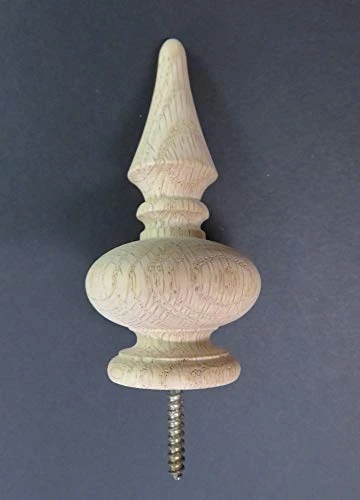 Wood Finial. 4 1/8Hx 2Wx 1.5 Base. Choice: Oak Cherry Maple Mahogany Walnut #34 (Red Oak) - Image 2