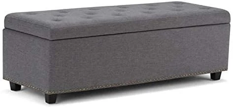 SIMPLIHOME Hamilton 48 Inch Wide Rectangle Lift Top Storage Ottoman In Distressed Umber Brown Tufted Faux Leather With Large Storage Space For The Living Room, Entryway, Bedroom, Transitional - Image 8