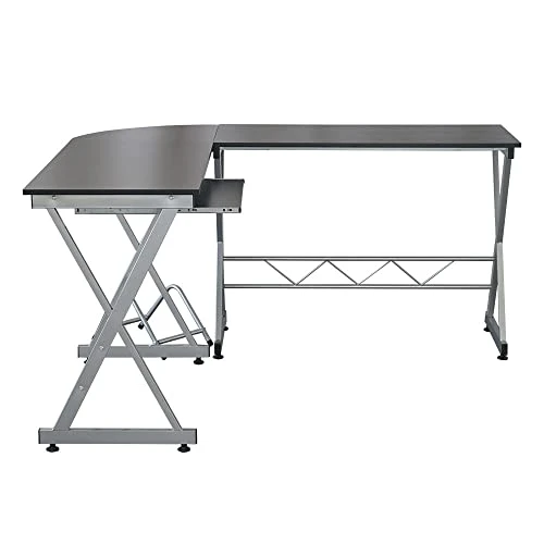 WYKDD L-Shaped Wooden Computer Desk Black - Image 3