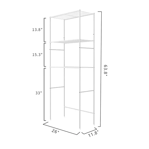 Fusehome Over The Toilet Storage Rack, 3 Tier Over The Toilet Bathroom Organizer Shelf, Freestanding Space Saver Toilet Stands With 4 Hooks - Image 2