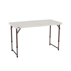 Lifetime 4432 4-Foot Half Adjustable Folding Table, Almond