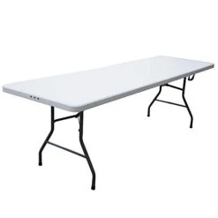 Plastic Development Group 816 Outdoor/Indoor 8 Foot Plastic Fold In Half Folding Banquet, Dining, Card Table, White