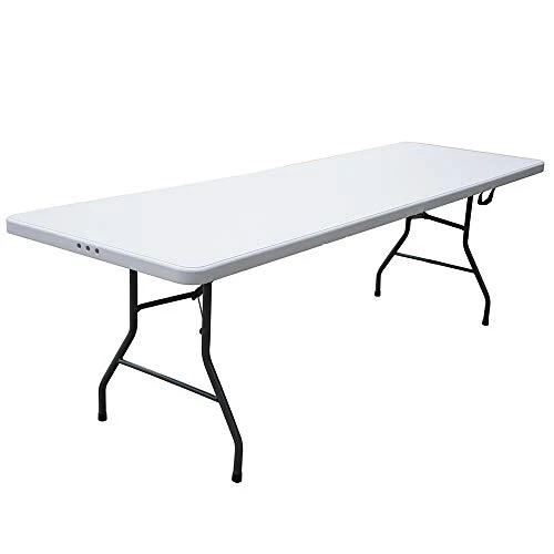 Plastic Development Group 816 Outdoor/Indoor 8 Foot Plastic Fold In Half Folding Banquet, Dining, Card Table, White