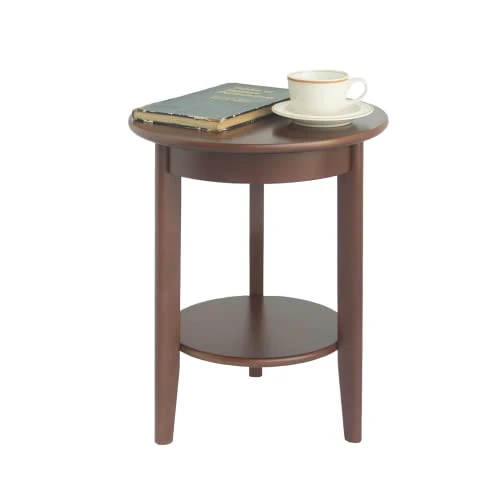 MaxSmeo Round End Table, Small Side Table For Small Spaces, 2-Tier End Table Wooden Side Table, Mid Century Modern Coffee Table,Easy Assembly, Brown, Two-shelves - Image 3
