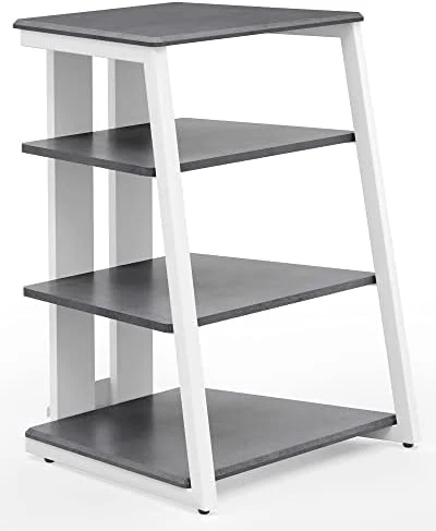 FITUEYES Design 4-Tier AV Media Stand Corner Shelf Stand Wooden Corner Shelves Component Cabinet Stereo Rack Audio Tower With Height Adjustable Wooden Shelves For/Apple Tv/Xbox One/ps4 (Walnut) - Image 8