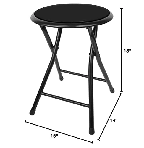 Trademark Home Collection 18 Inch Cushioned Folding Stool, Black - Image 4