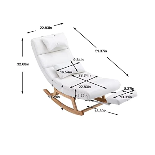 Zaboro Nursery Rocking Chair,Upholstered Glider Rocker Rocking Accent Chair Padded Seat With Pull Out Footrest, Armchair Comfy Side Chair For Living Room Bedroom Offices(White PU) - Image 2
