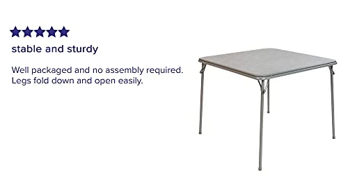 Flash Furniture Madelyn Folding Card Table - Gray Foldable Card Table Square - Portable Table With Collapsible Legs - Image 2