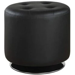 Coaster Furniture Round Upholstered Ottoman Black 500556
