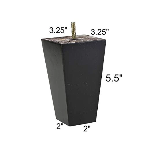 ProFurnitureParts Espresso 5.5" Tall Tapered Wood Sofa Legs W/Anti-Skid Pads, Leg Plates Included Set Of 4