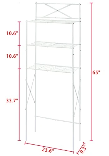 Tajsoon 3-Tier Over The Toilet Storage, Multifunctional Bathroom Organizer Over Toilet, Space Saver Bathroom Shelf Over Toilet, Stable Freestanding Toilet Rack With X Shape Fixed Frame, Metal, White - Image 5