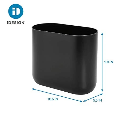Design Slim Oval Plastic Waste Basket, The Cade Collection β 10.56β X 5.5β X 9.77β, Matte Black - Image 4
