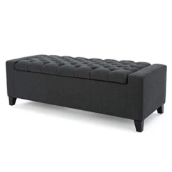 Christopher Knight Home Hikaru Fabric Storage Ottoman, Dark Grey Dimensions: 20.50”D X 51.00”W X 17.00”H