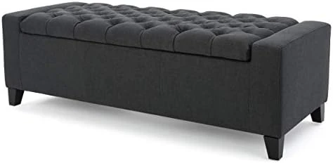 Christopher Knight Home Hikaru Fabric Storage Ottoman, Dark Grey Dimensions: 20.50”D X 51.00”W X 17.00”H - Image 7