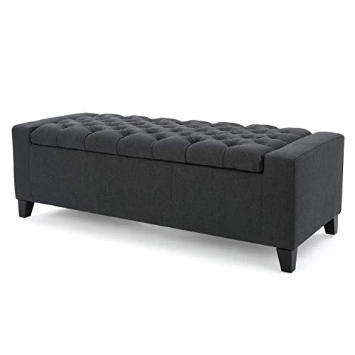 Christopher Knight Home Hikaru Fabric Storage Ottoman, Dark Grey Dimensions: 20.50”D X 51.00”W X 17.00”H