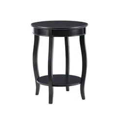 Powell Furniture Round Table With Shelf, Black