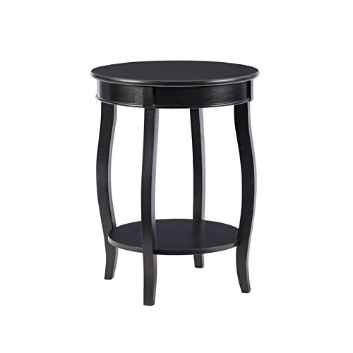 Powell Furniture Round Table With Shelf, Black
