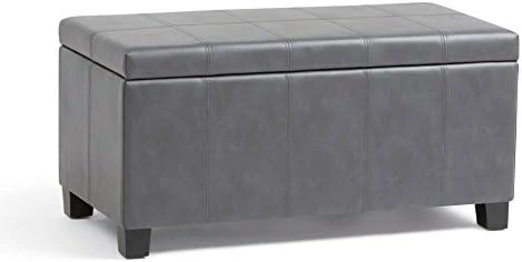 SIMPLIHOME Dover 36 Inch Wide Rectangle Lift Top Storage Ottoman Bench In Upholstered Tanners Brown Faux Leather, Footrest Stool, Coffee Table For The Living Room, Bedroom And Kids Room - Image 12