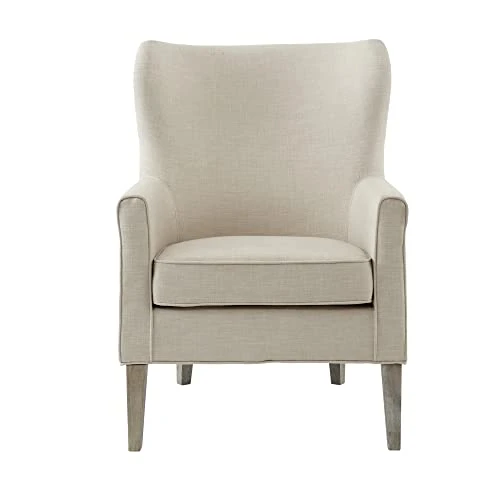 Madison Park Colette Chairs-Solid Wood, Wing Back Armchair Modern Contemporary Style Living Room Sofa Furniture Track Arm, Nailhead Accent, Bedroom Lounge, 31" Wide, Natural - Image 4