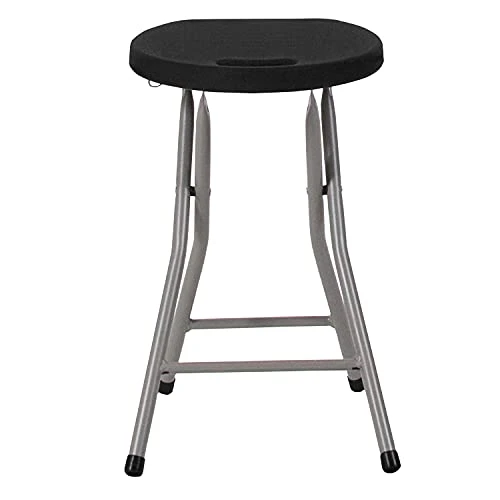 EMMA + OLIVER 2 Pack Foldable Portable Stool With Black Plastic Seat And Titanium Gray Frame - Image 5