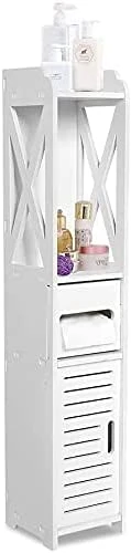 Bathroom Storage Cabinet, Bathroom Toilet Furniture Cabinet Easy To Install Wood Cupboard Shelf Tissue Storage Rack (31.5 X 6.1 X 5.9inch)