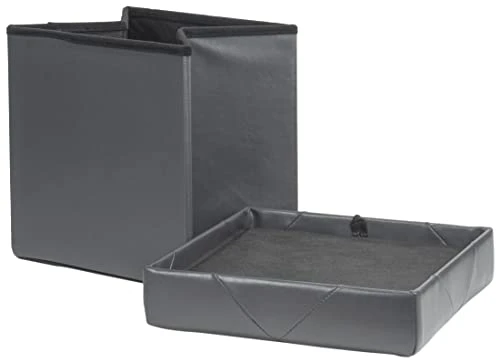 Red Co. Faux Leather Folding Cube Storage Ottoman With Padded Seat, 15" X 15" - Charcoal - Image 3