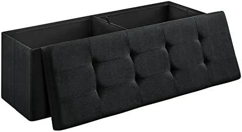 SONGMICS 43 Inches Folding Storage Ottoman Bench, Storage Chest, Foot Rest Stool, Bedroom Bench With Storage, Holds Up To 660 Lb, Dark Gray ULSF77K - Image 12