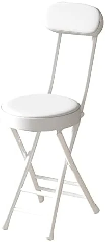 QQXX 18 Inch Folding Stool With Backrest,Portable Collapsible Short Bar Stool Leather Padded Seat,Round Foldable Stool Outdoor/Indoor Camping Kitchen Cafe(Seat Height 18", Black) - Image 10