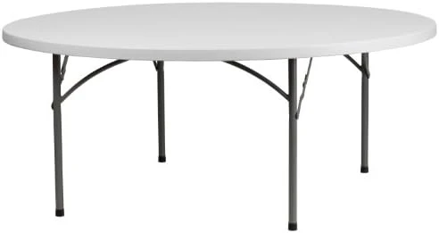 Flash Furniture 6-Foot Round Granite White Plastic Folding Table - Image 6