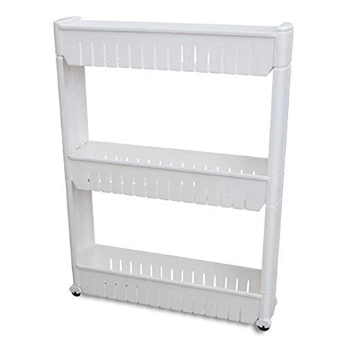 Ideaworks Slide Out Storage Tower White, 3-Tier, 4.4"D X 9.5"W X 21.8"H